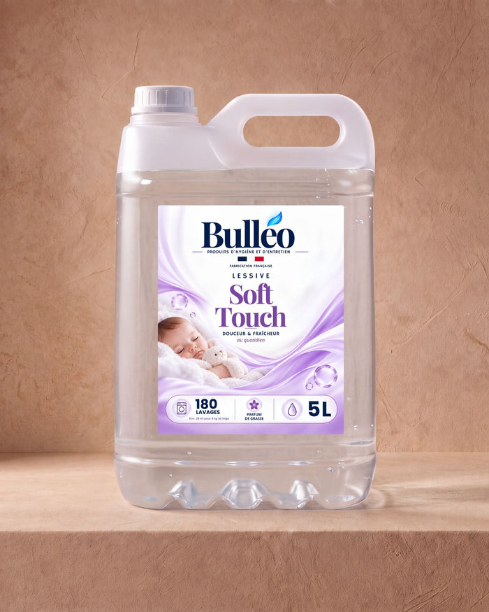 Lessive Soft Touch 5L Bulléo – douceur et fraîcheur, 180 lavages, parfum de Grasse