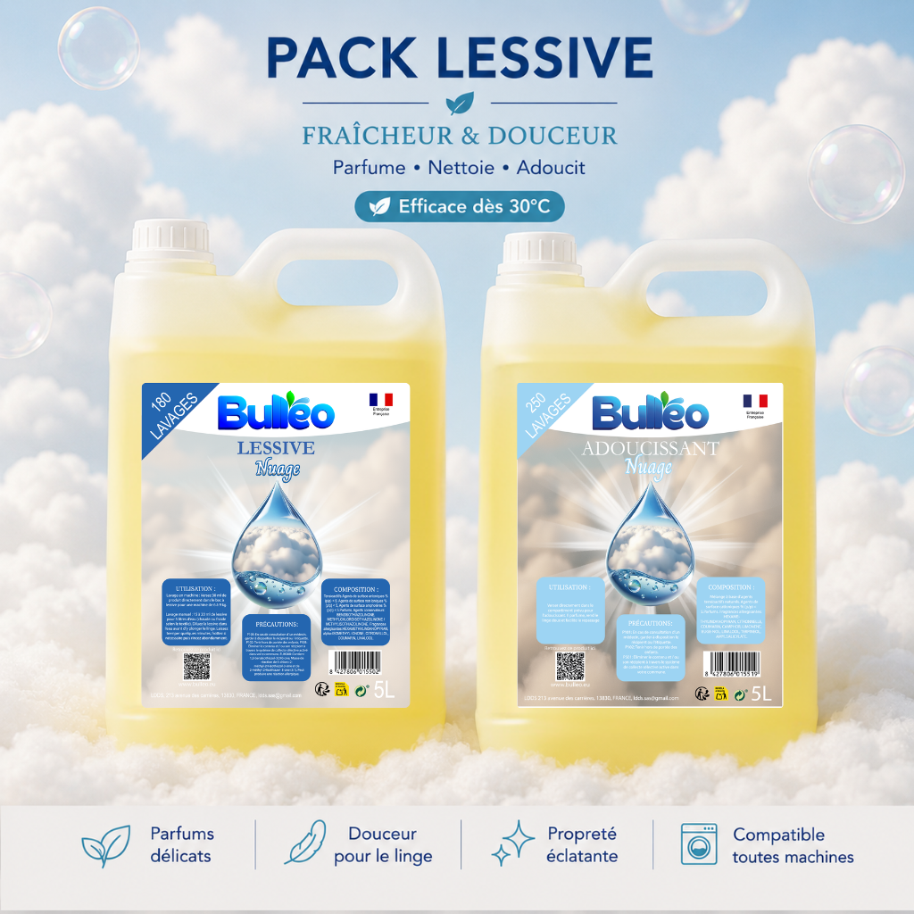 Pack Nuage – Lessive 5L + Adoucissant 5L