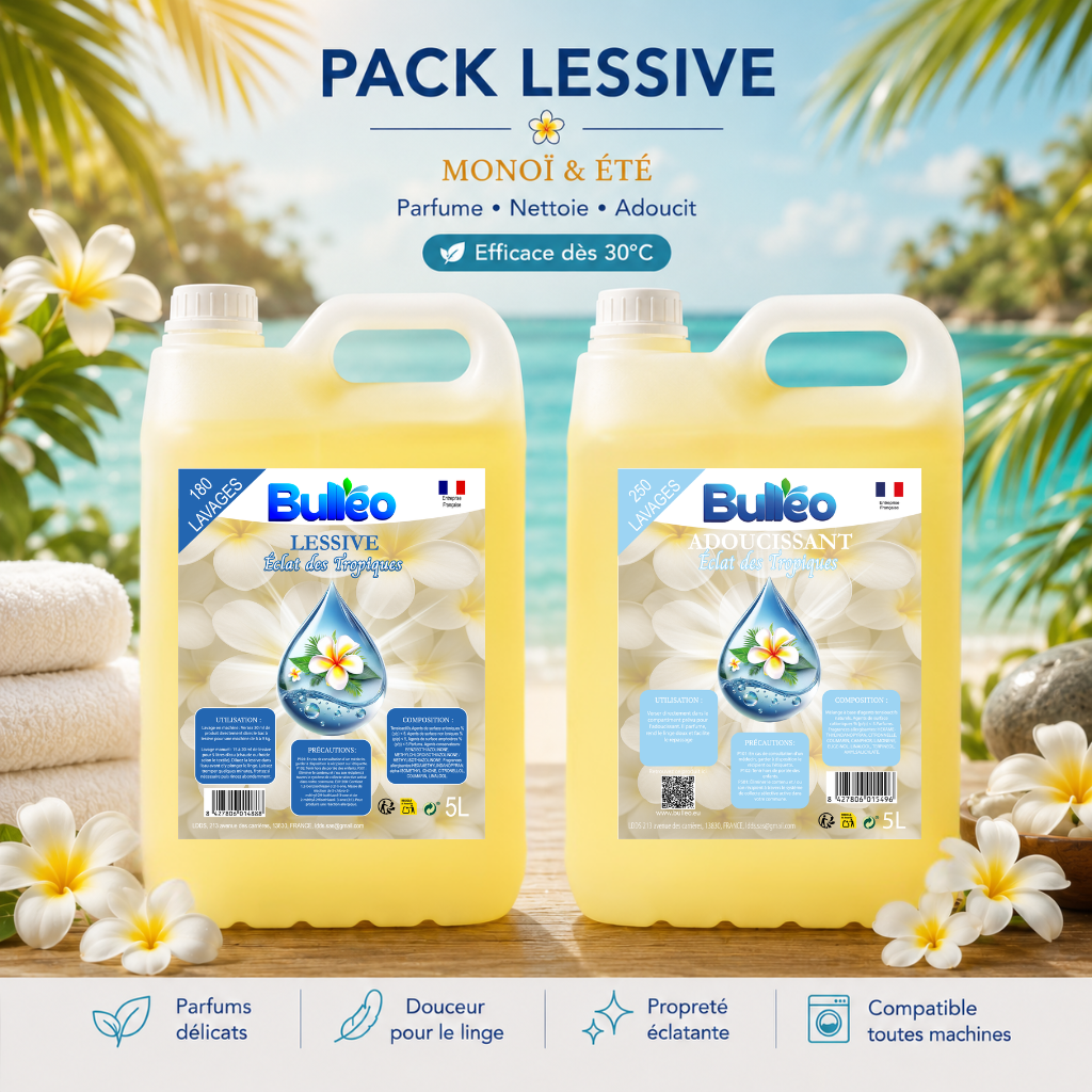 PACK MONOÏ : Lessive 5L + Adoucissant 5L