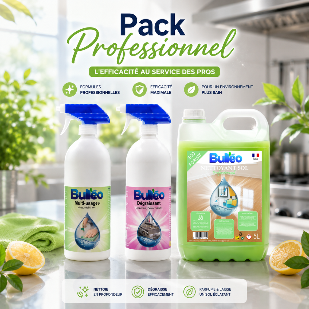 PACK Professionnel - Nettoyant sol professionnel 5L - Dégraissant 1L - Multi-usage 1L