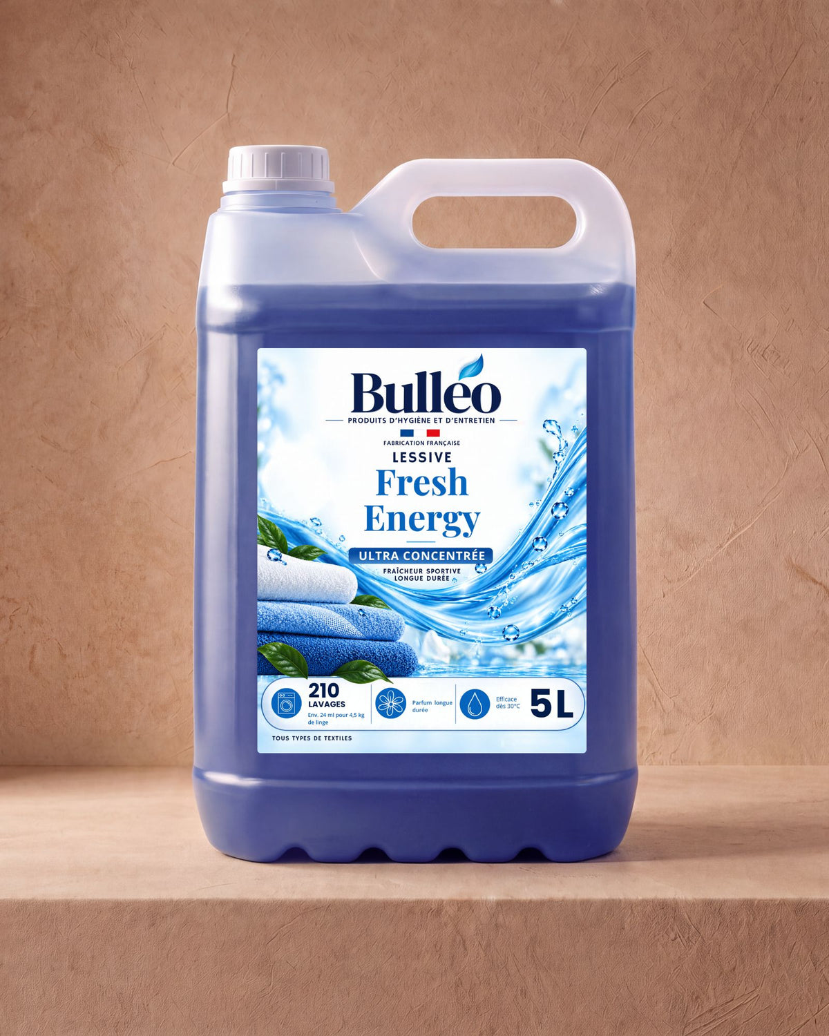 Lessive Fresh Energy 5L Bulléo – ultra concentrée, fraîcheur sportive, 210 lavages