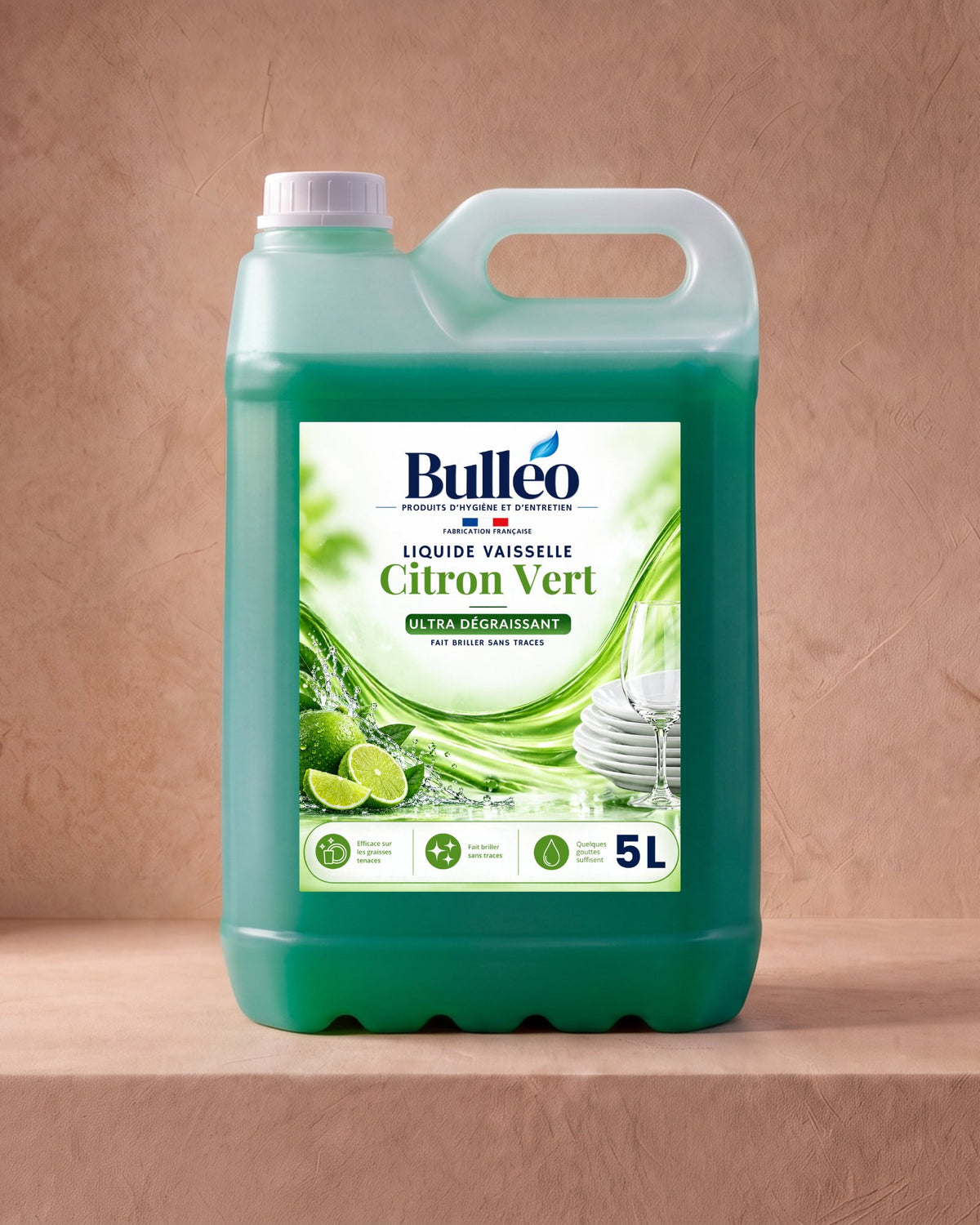 Liquide vaisselle Citron Vert 5L Bulléo – ultra dégraissant, fabrication française